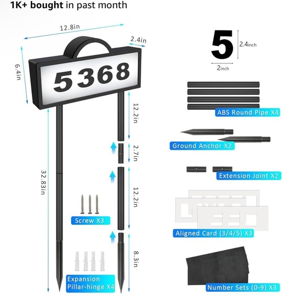 Illuminated Address Sign with Black Frame - Picture 3 of 3